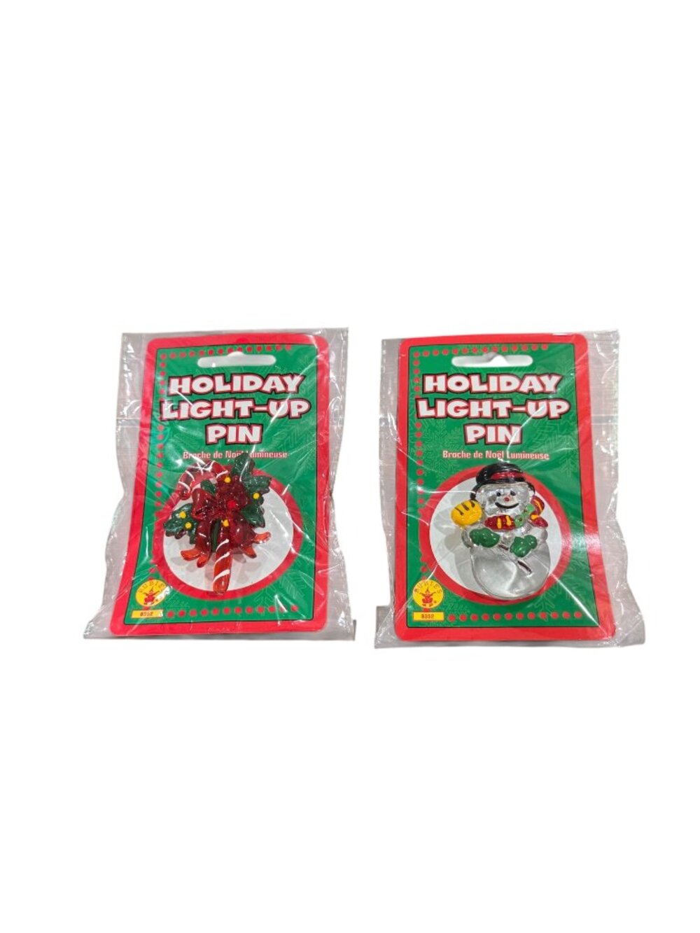 Holiday Light-Up Pin Set Snowman & Candy Cane Design By Rubies